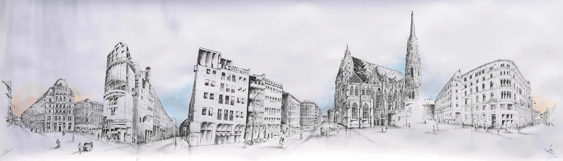 Panoramazeichnung von Wien