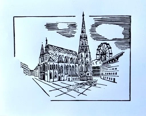 Holzdruck mit Wiener Stadtansicht